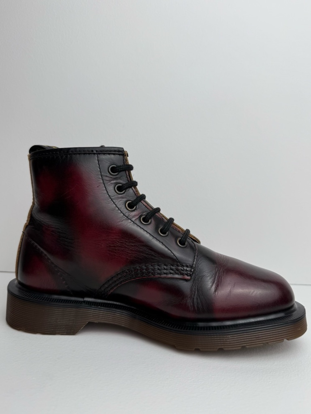 Vintage Doc Martens England Oxblood Red Black 101 MIE Rub Off Boots UK 4 - Picture 7 of 15